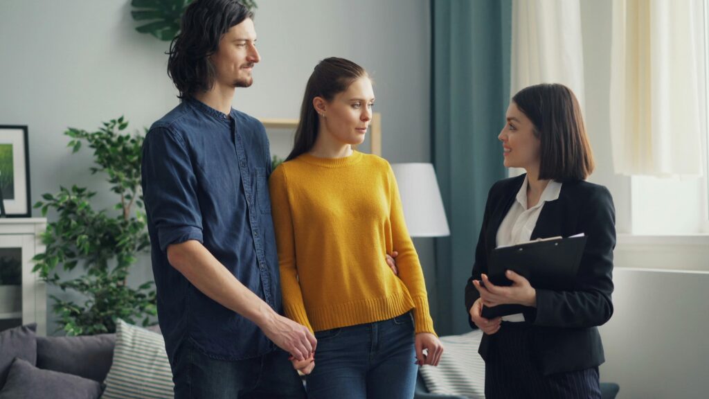 Sales rep talking to customer