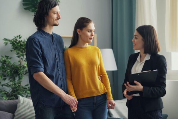 Sales rep talking to customer